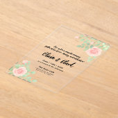 Bloemengroen bruiloft met Rozen Acryl Uitnodigingen (Laagn)