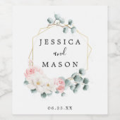 Bloemengroen Bruiloft Wijn Etiketten (Enkel label)