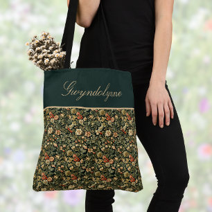Bloemengroen Crème William Morris Geïnspireerd met Tote Bag