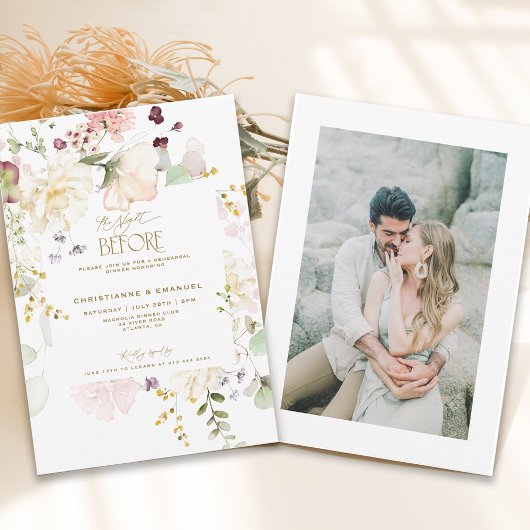 Bloemengroen de avond voor repetitie diner kaart