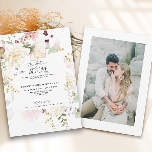 Bloemengroen de avond voor repetitie diner kaart