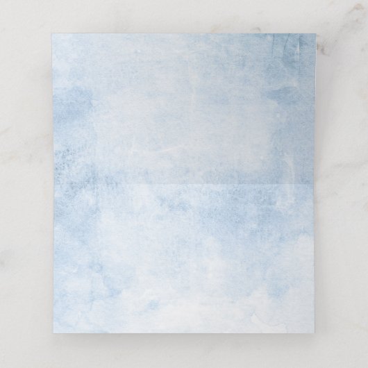 Bloemengroen Elegant Stoffig Blauw Bruiloft Plaatskaartje (Binnenkant ongevouwen)