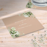Bloemengroen Elegant Tan Bruiloft Kartonnen Onderzetters<br><div class="desc">Elegante bloemengroen tan bruiloft onderzetters gepersonaliseerd met uw namen en speciale trouwdatum. Ontworpen door Thisnotme©</div>