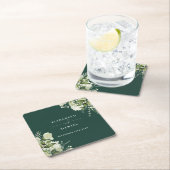 Bloemengroen Elegante smaragd bruiloft Kartonnen Onderzetters (Insitu)