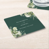 Bloemengroen Elegante smaragd bruiloft Kartonnen Onderzetters (Schuin)