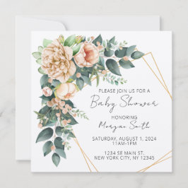 Bloemengroen Geometrische Baby shower Uitnodiging