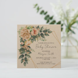 Bloemengroen Geometrische Baby shower Uitnodiging