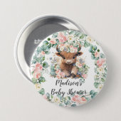 Bloemengroen Highland Koe Baby shower Verjaardag Ronde Button 7,6 Cm (Voorkant /achterkant)