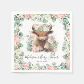 Bloemengroen Highland Koe Baby shower Verjaardag Servet (Voorkant)