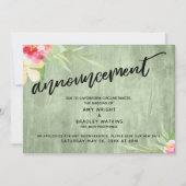 Bloemengroen hout "Aankondiging" Uitgestelde bruil Kaart (Voorkant)