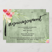 Bloemengroen hout "Aankondiging" Uitgestelde bruil Kaart (Voorkant / Achterkant)