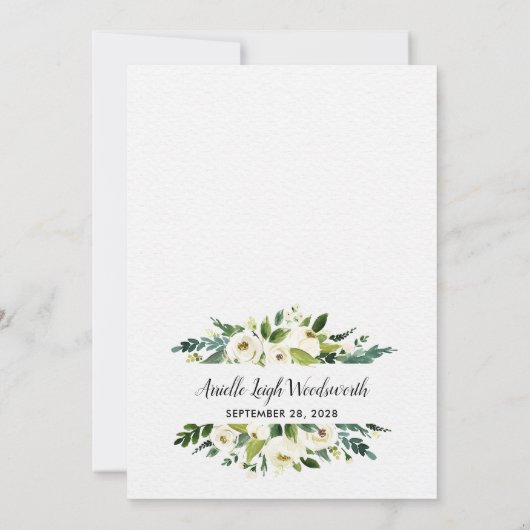 Bloemengroen Ivoor Bruids Douche Uitnodigingen (Achterkant)