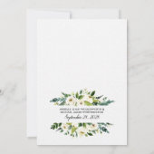 Bloemengroen Ivoor repetitie diner uitnodigingen (Achterkant)