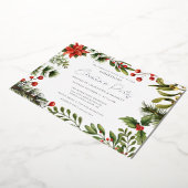 Bloemengroen Kerstfeest Zilver Folie Uitnodiging (Gedraaid)