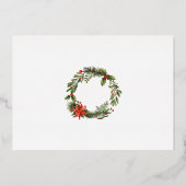 Bloemengroen Kerstfeest Zilver Folie Uitnodiging (Achterkant)