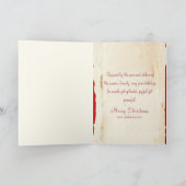 Bloemengroen Kerstlint Rood Poinsettia Feestdagen Kaart (Binnen)