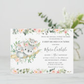 Bloemengroen Koala Twins Boy Girl Baby shower Kaart (Staand voorkant)