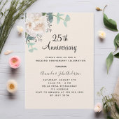 Bloemengroen linnen 25e huwelijksverjaardag kaart