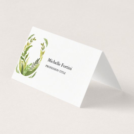 Bloemengroen Modern Elegant Plain Minimalist Visitekaartje (Voorkant)