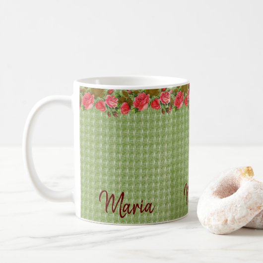 Bloemengroen mokje koffiemok (Met donut)
