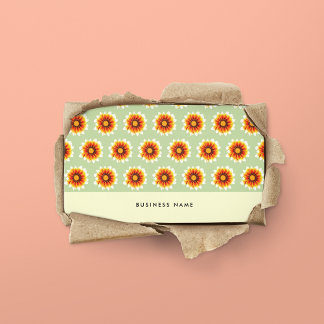 Bloemengroen Mosterdgeel Kleine Retro Bloem Visitekaartje
