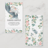 Bloemengroen Olifant Baby shower Luier Raffle Informatiekaartje (Voorkant / Achterkant)