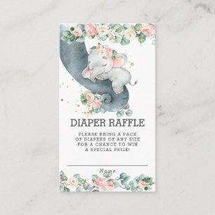 Bloemengroen Olifant Baby shower Luier Raffle Informatiekaartje