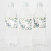 Bloemengroen Olifant Meisje Baby shower Favor Waterfles Etiket (Flessen)