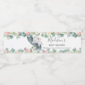 Bloemengroen Olifant Meisje Baby shower Favor Waterfles Etiket (Enkel label)