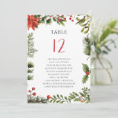 Bloemengroen Poinsettia Trouwtafel nummer 12 Kaart (Staand voorkant)