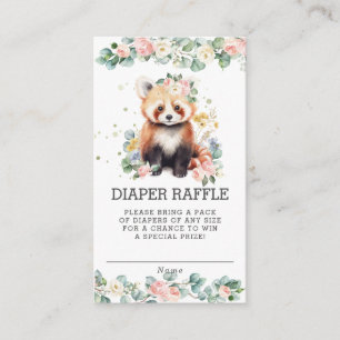 Bloemengroen Rode Panda Baby Luier Raffle Informatiekaartje