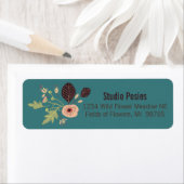 Bloemengroen roze briefpapier etiket (Insitu)