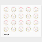 Bloemengroen Roze strik Baby shower Ronde Sticker (Vel)