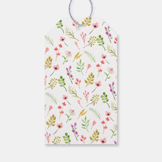 Bloemengroen Roze strik Rustiek Baby shower Cadeaulabel (Achterkant)