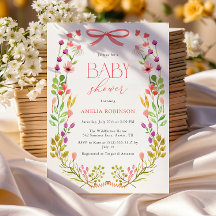 Bloemengroen Roze strik Rustiek Baby shower