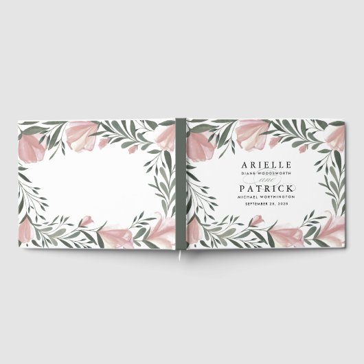 Bloemengroen rustiek bruiloft gastenboek (Volledig)