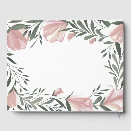 Bloemengroen rustiek bruiloft gastenboek (Achterkant)