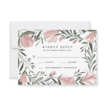 Bloemengroen  rustieke bruiloft RSVP Kaarten