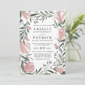 Bloemengroen  rustieke bruiloft uitnodigingen (Staand voorkant)