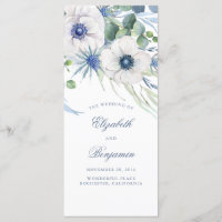 Bloemengroen stoffige blauwe tuin bruiloft program