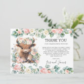 Bloemengroen Sweet Highland Koe Baby shower Bedankkaart (Staand voorkant)