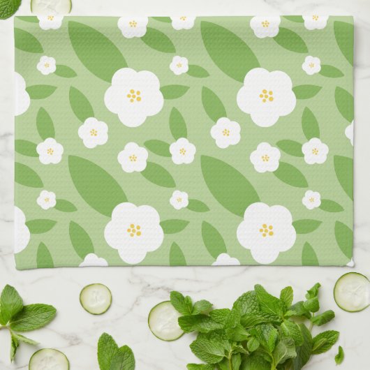 Bloemengroen Theedoek (Gevouwen)