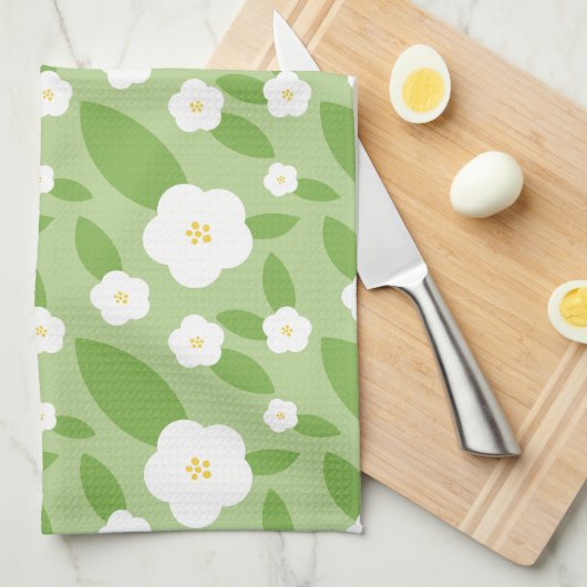 Bloemengroen Theedoek (Quarter Fold)