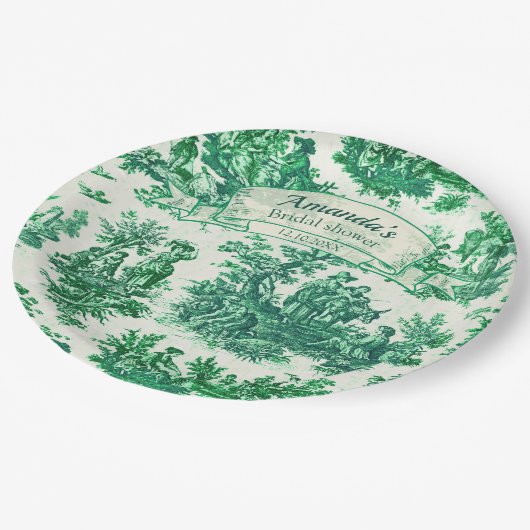  bloemengroen toile jouy Vrijgezellenfeest, Papieren Bordje (Gekanteld)