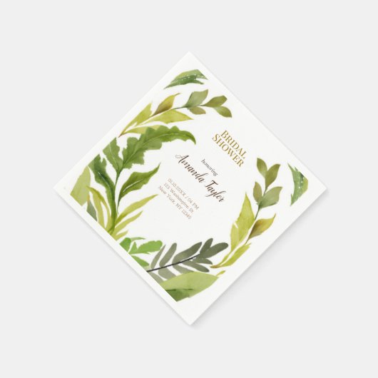 Bloemengroen Waterverf Elegant Vrijgezellenfeest Servet (Hoek)