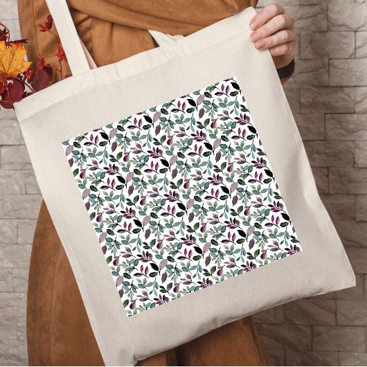 Bloemengroen Waterverf Naadloos Patroon Tote Bag
