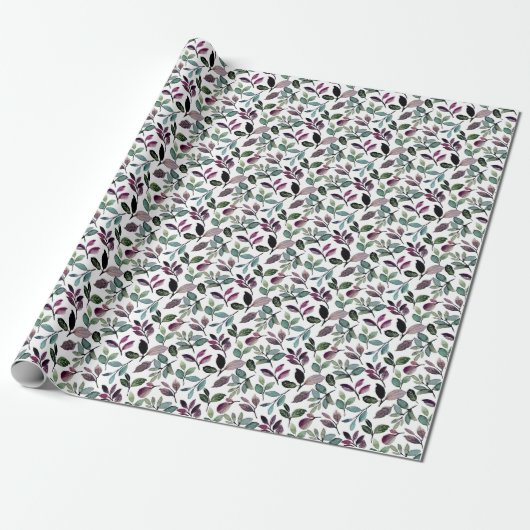 Bloemengroen Waterverf Occasion Pattern Cadeaupapier (Uitgerold)