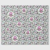 Bloemengroen Waterverf Verjaardagsnaam Cadeaupapier (Vlak)