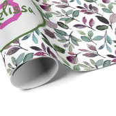 Bloemengroen Waterverf Verjaardagsnaam Cadeaupapier (Rol Hoek)