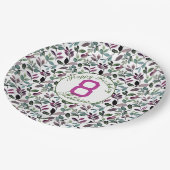 Bloemengroen Waterverf Verjaardagsnaam Papieren Bordje (Gekanteld)